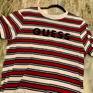 Guess - red and white stripe shirt.